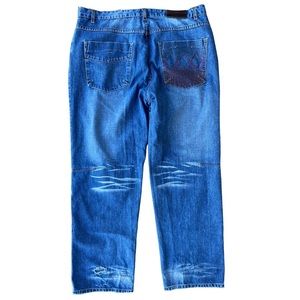 Meezan Art couture Men’s embroidered distressed y2k relaxed fit jeans size 40